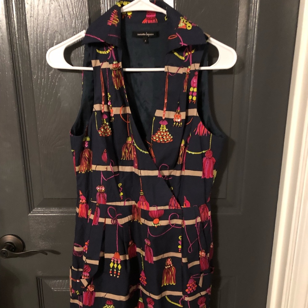 Nanette Lepore tassel print wrap dress. NWOT
